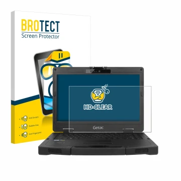 Parte frontale di una confezione del prodotto con il logo del marchio BROTECT. Accanto è raffigurato il dispositivo Getac S410