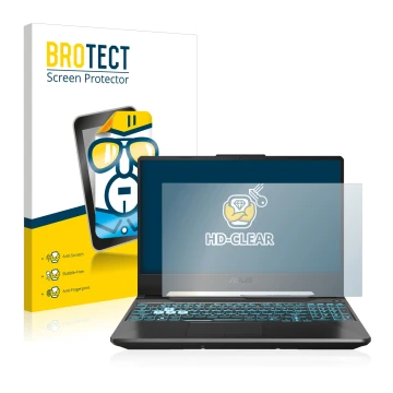 Parte frontale di una confezione del prodotto con il logo del marchio BROTECT. Accanto è raffigurato il dispositivo ASUS TUF G