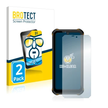 Parte frontale di una confezione del prodotto con il logo del marchio BROTECT. Accanto è raffigurato il dispositivo Oukitel WP