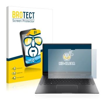 Parte frontale di una confezione del prodotto con il logo del marchio BROTECT. Accanto è raffigurato il dispositivo HP Envy x3