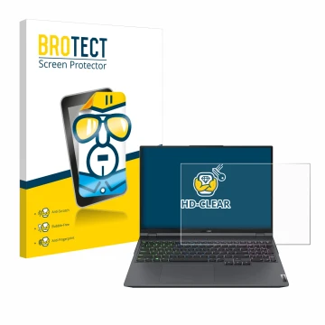 Parte frontale di una confezione del prodotto con il logo del marchio BROTECT. Accanto è raffigurato il dispositivo Lenovo Leg