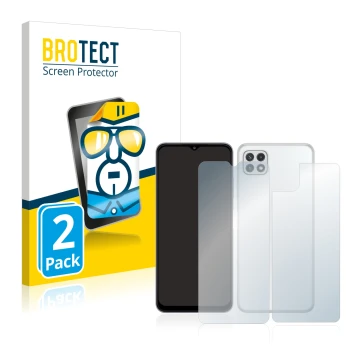 Parte frontale di una confezione del prodotto con il logo del marchio BROTECT. Accanto è raffigurato il dispositivo Samsung Ga