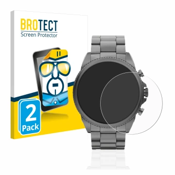 Parte frontale di una confezione del prodotto con il logo del marchio BROTECT. Accanto è raffigurato il dispositivo Fossil Gen