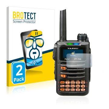 Parte frontale di una confezione del prodotto con il logo del marchio BROTECT. Accanto è raffigurato il dispositivo Yaesu FT-7