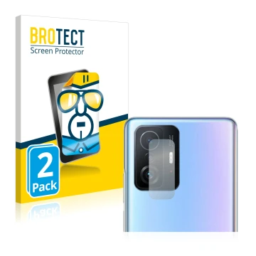 Parte frontale di una confezione del prodotto con il logo del marchio BROTECT. Accanto è raffigurato il dispositivo Xiaomi 11T