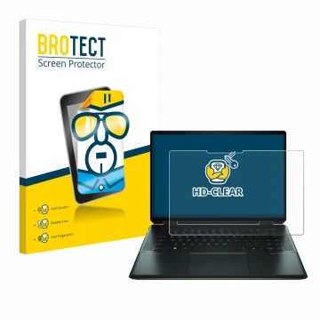 Parte frontale di una confezione del prodotto con il logo del marchio BROTECT. Accanto è raffigurato il dispositivo HP Spectre