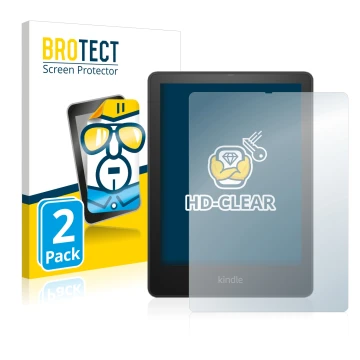 Parte frontale di una confezione del prodotto con il logo del marchio BROTECT. Accanto è raffigurato il dispositivo Amazon Kin