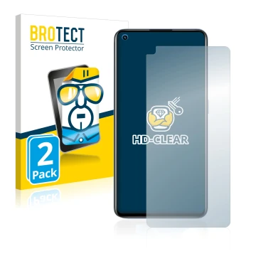 Parte frontale di una confezione del prodotto con il logo del marchio BROTECT. Accanto è raffigurato il dispositivo realme GT 