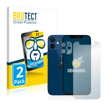 Parte frontale di una confezione del prodotto con il logo del marchio BROTECT. Accanto è raffigurato il dispositivo Apple iPho