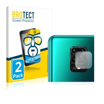 Parte frontale di una confezione del prodotto con il logo del marchio BROTECT. Accanto è raffigurato il dispositivo Xiaomi Red