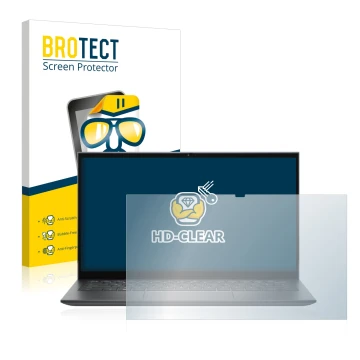 Parte frontale di una confezione del prodotto con il logo del marchio BROTECT. Accanto è raffigurato il dispositivo Dell Inspi