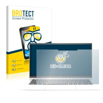 Parte frontale di una confezione del prodotto con il logo del marchio BROTECT. Accanto è raffigurato il dispositivo HP EliteBo