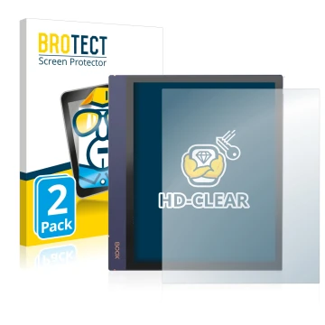 Parte frontale di una confezione del prodotto con il logo del marchio BROTECT. Accanto è raffigurato il dispositivo Boox Note 