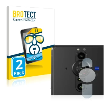 Parte frontale di una confezione del prodotto con il logo del marchio BROTECT. Accanto è raffigurato il dispositivo Sony Xperi