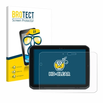 Parte frontale di una confezione del prodotto con il logo del marchio BROTECT. Accanto è raffigurato il dispositivo Zebra ET80