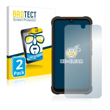 Parte frontale di una confezione del prodotto con il logo del marchio BROTECT. Accanto è raffigurato il dispositivo AGM Glory 