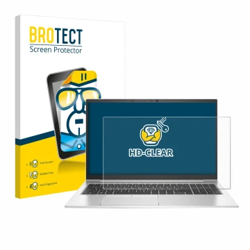 Parte frontale di una confezione del prodotto con il logo del marchio BROTECT. Accanto è raffigurato il dispositivo HP EliteBo