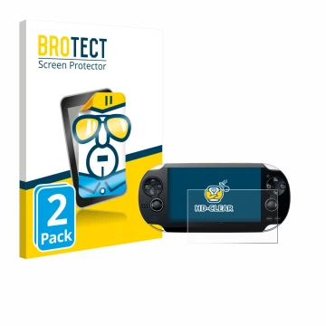 Parte frontale di una confezione del prodotto con il logo del marchio BROTECT. Accanto è raffigurato il dispositivo Sony Plays
