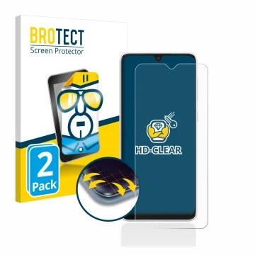 Parte frontale di una confezione del prodotto con il logo del marchio BROTECT. Accanto è raffigurato il dispositivo Samsung Ga
