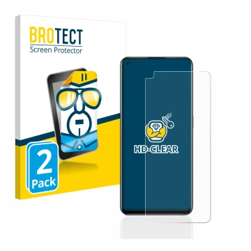 Parte frontale di una confezione del prodotto con il logo del marchio BROTECT. Accanto è raffigurato il dispositivo realme GT 