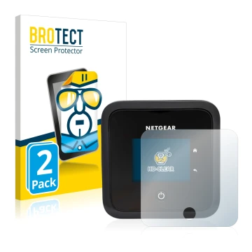 Parte frontale di una confezione del prodotto con il logo del marchio BROTECT. Accanto è raffigurato il dispositivo Netgear Ni