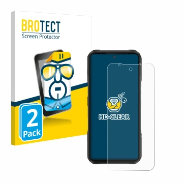 Parte frontale di una confezione del prodotto con il logo del marchio BROTECT. Accanto è raffigurato il dispositivo Doogee V20