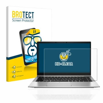 Parte frontale di una confezione del prodotto con il logo del marchio BROTECT. Accanto è raffigurato il dispositivo HP EliteBo