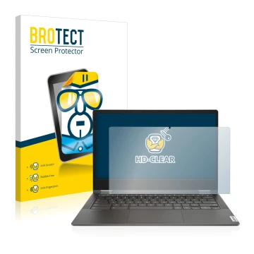 Parte frontale di una confezione del prodotto con il logo del marchio BROTECT. Accanto è raffigurato il dispositivo Lenovo Ide