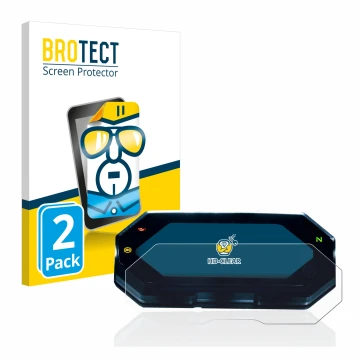 Parte frontale di una confezione del prodotto con il logo del marchio BROTECT. Accanto è raffigurato il dispositivo Yamaha MT-