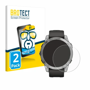 Parte frontale di una confezione del prodotto con il logo del marchio BROTECT. Accanto è raffigurato il dispositivo Garmin Fen