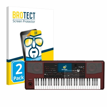 Parte frontale di una confezione del prodotto con il logo del marchio BROTECT. Accanto è raffigurato il dispositivo KORG Pa100