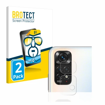 Parte frontale di una confezione del prodotto con il logo del marchio BROTECT. Accanto è raffigurato il dispositivo Xiaomi Red