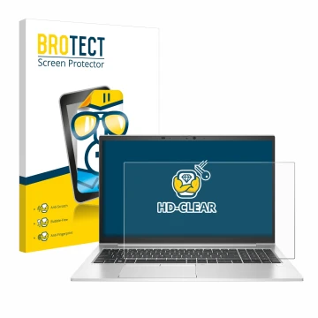 Parte frontale di una confezione del prodotto con il logo del marchio BROTECT. Accanto è raffigurato il dispositivo HP EliteBo