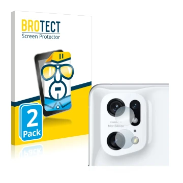 Parte frontale di una confezione del prodotto con il logo del marchio BROTECT. Accanto è raffigurato il dispositivo Oppo Find 