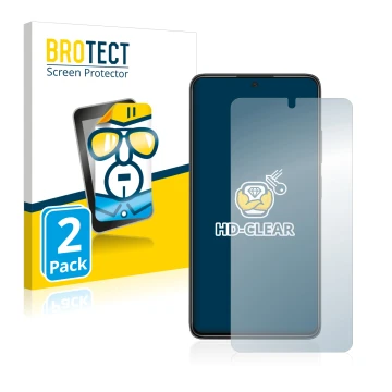 Parte frontale di una confezione del prodotto con il logo del marchio BROTECT. Accanto è raffigurato il dispositivo Xiaomi Poc