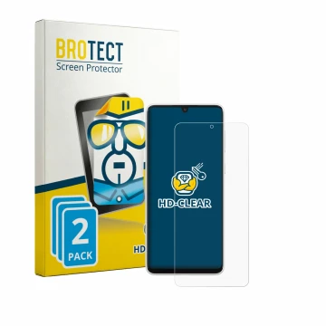 Parte frontale di una confezione del prodotto con il logo del marchio BROTECT. Accanto è raffigurato il dispositivo Samsung Ga