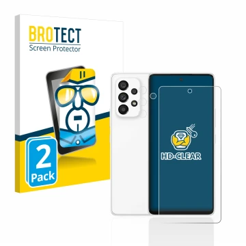 Parte frontale di una confezione del prodotto con il logo del marchio BROTECT. Accanto è raffigurato il dispositivo Samsung Ga