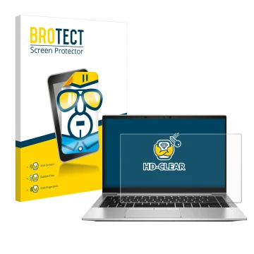 Parte frontale di una confezione del prodotto con il logo del marchio BROTECT. Accanto è raffigurato il dispositivo HP EliteBo