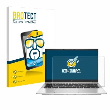 Parte frontale di una confezione del prodotto con il logo del marchio BROTECT. Accanto è raffigurato il dispositivo HP EliteBo
