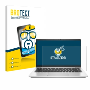 Parte frontale di una confezione del prodotto con il logo del marchio BROTECT. Accanto è raffigurato il dispositivo HP EliteBo