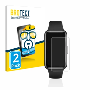 Parte frontale di una confezione del prodotto con il logo del marchio BROTECT. Accanto è raffigurato il dispositivo Huawei Ban