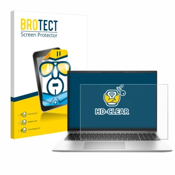 Parte frontale di una confezione del prodotto con il logo del marchio BROTECT. Accanto è raffigurato il dispositivo HP EliteBo