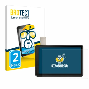 Parte frontale di una confezione del prodotto con il logo del marchio BROTECT. Accanto è raffigurato il dispositivo Garmin Tre