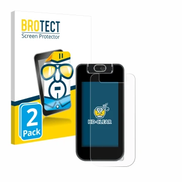 Parte frontale di una confezione del prodotto con il logo del marchio BROTECT. Accanto è raffigurato il dispositivo Vtech Kidi