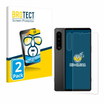 Parte frontale di una confezione del prodotto con il logo del marchio BROTECT. Accanto è raffigurato il dispositivo Sony Xperi