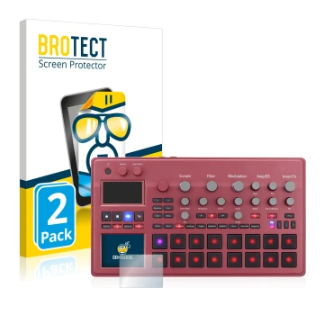 Parte frontale di una confezione del prodotto con il logo del marchio BROTECT. Accanto è raffigurato il dispositivo KORG elect