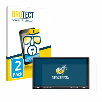 Parte frontale di una confezione del prodotto con il logo del marchio BROTECT. Accanto è raffigurato il dispositivo Sony XAV-A