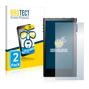 Parte frontale di una confezione del prodotto con il logo del marchio BROTECT. Accanto è raffigurato il dispositivo Astell&Ker