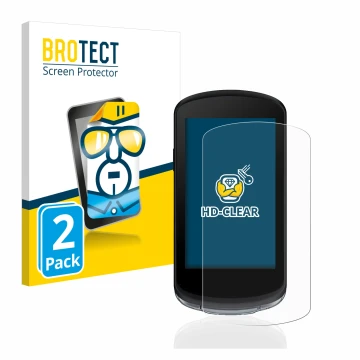 Parte frontale di una confezione del prodotto con il logo del marchio BROTECT. Accanto è raffigurato il dispositivo Garmin Edg