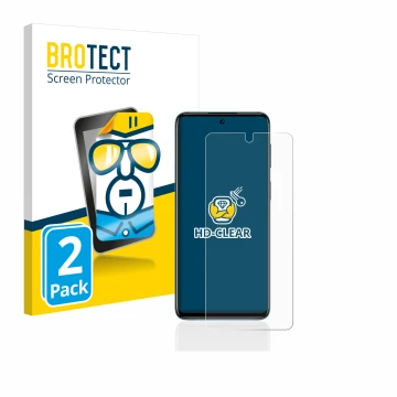 Parte frontale di una confezione del prodotto con il logo del marchio BROTECT. Accanto è raffigurato il dispositivo Motorola M